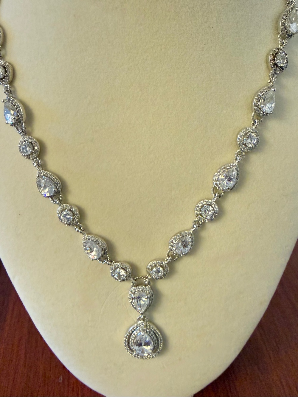 Exclusive Jim Ball Designs Sterling Silver and Stunning CZ Teardrop Necklace